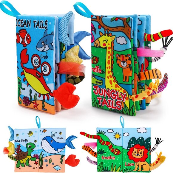 NEW! 2PCS Baby Books 0-6 Months Crinkle Touch Feel Busy Soft Books for Babies - Picture 1 of 7